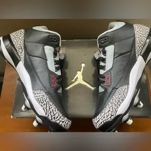 Nike Air Jordan 3 III Elephant Print Cement Brand New Size 10 Rare 324822-061 Nike Air Jordan 3 2008 Black Cement Retro OG Football Cleats  main image 4